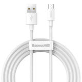 Baseus Simple Wisdom Data Cable Kit USB til Micro 2.1A (2PCS/Set) 1.5m Hvid