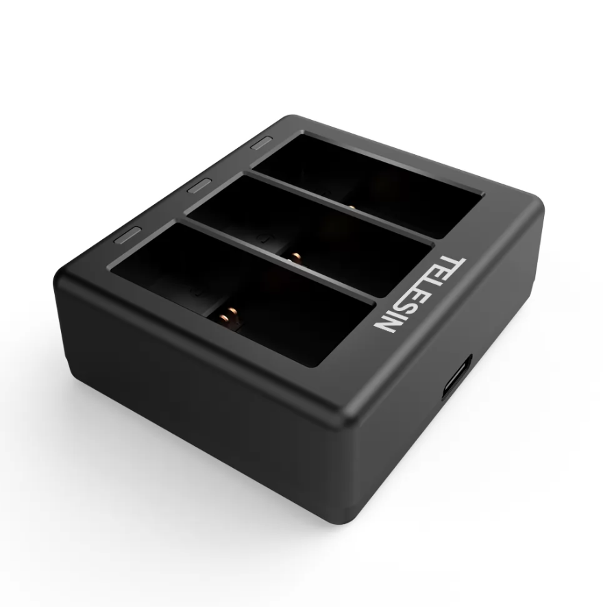 3-slot oplader Telesin til GoPro Hero 12 / Hero 11 / Hero 10 / Hero 9
