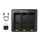 3-slot oplader Telesin til GoPro Hero 12 / Hero 11 / Hero 10 / Hero 9