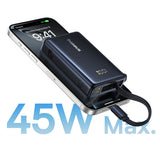Baseus PicoGo 10000mAh 45W Power Bank with Digital Display and Built-in USB-C Cable - Black