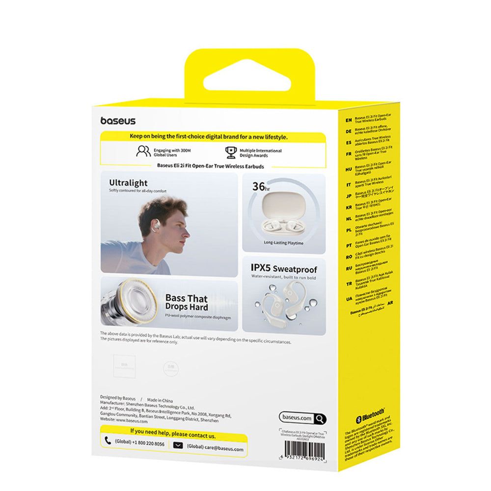 OWS Baseus Eli 2i Fit Headphones with Ear Hooks - White