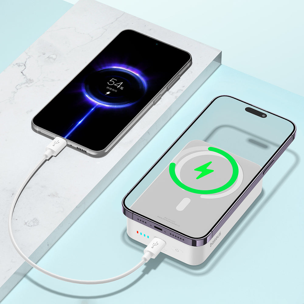 Baseus EnerFill FM41 20000mAh 20W Magnetic Power Bank with USB-C to USB-C Cable 30cm - White