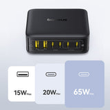 Baseus EnerFill FH21 120W Ladestation 4xUSB-C + 2xUSB-A - sort