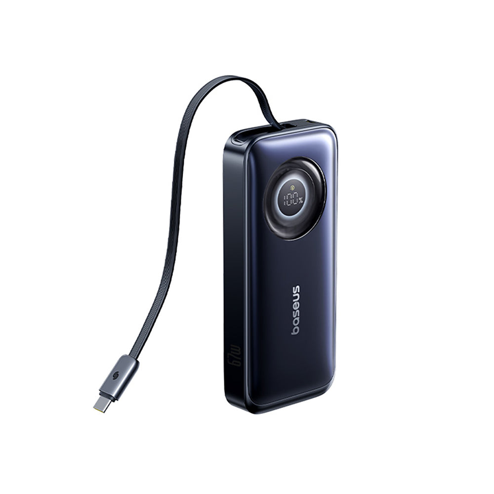 Baseus EnerCore CR11 20000mAh 67W Power Bank with Retractable USB-C Cable - Black