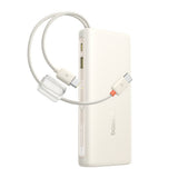 Baseus EnerFill FC41 20000mAh 100W Power Bank med digitalt display med to indbyggede USB-C-kabler - beige