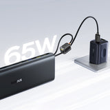 Baseus EnerFill FC41 25000mAh 145W Power Bank with Digital Display and Built-in Dual USB-C Cable - Black
