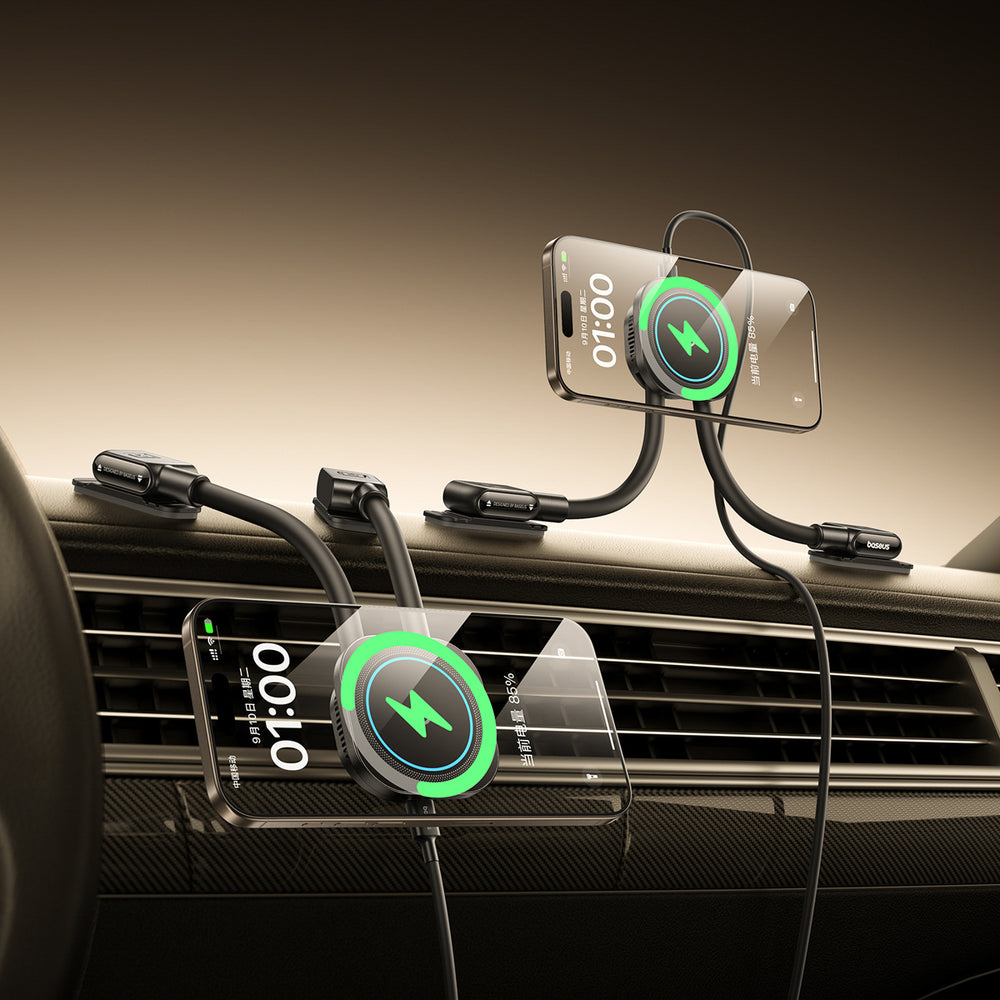 Baseus PrimeTrip C03sPro Car Holder for Dashboard with Adhesive Inductive Charger - Black