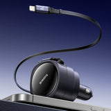 Baseus Enjoyment Max 60W Car Charger with Retractable USB-C and Lightning Cables - Black