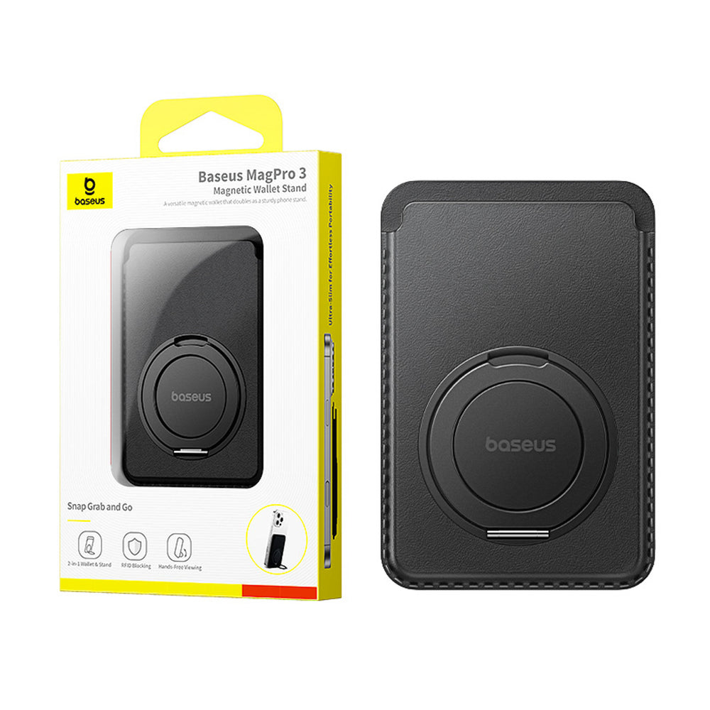 Baseus MagPro 3 Magnetic Wallet med Stativ Kompatibel med MagSafe - sort