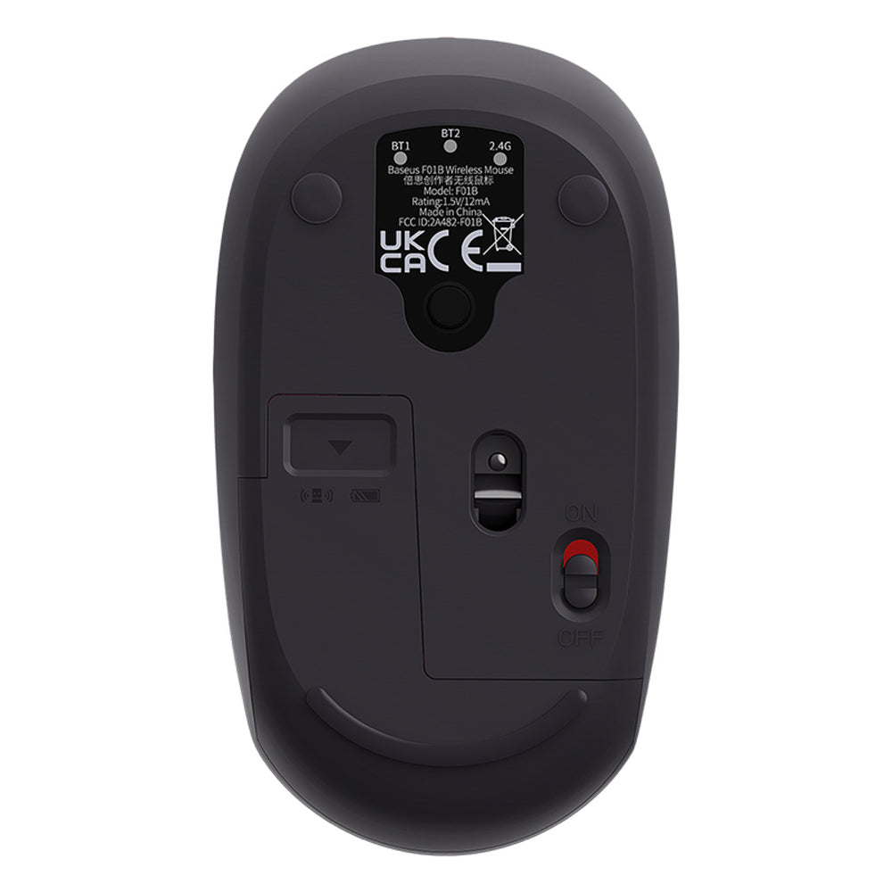 Baseus F01B 2.4GHz trådløs mus + Bluetooth 3.0 + 5.0 - Grå