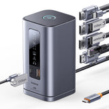 Baseus Spacemate RD1 hub 11in1 USB-C docking station - 2xHDMI 4K@60Hz 2xDP 4K@60Hz 2xUSB-A 10Gb/s USB-C 10Gb/s RJ45 USB-A 480Mb/s USB-C PD mini jack 3.5mm EU oplader - grå