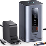 Baseus Spacemate RD1 hub 11in1 USB-C docking station - 2xHDMI 4K@60Hz 2xDP 4K@60Hz 2xUSB-A 10Gb/s USB-C 10Gb/s RJ45 USB-A 480Mb/s USB-C PD mini jack 3.5mm EU oplader - grå