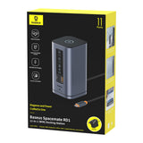 Baseus Spacemate RD1 hub 11in1 USB-C docking station - 2xHDMI 4K@60Hz 2xDP 4K@60Hz 2xUSB-A 10Gb/s USB-C 10Gb/s RJ45 USB-A 480Mb/s USB-C PD mini jack 3.5mm EU oplader - grå