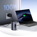 Baseus Spacemate RD1 hub 11in1 USB-C docking station - 2xHDMI 4K@60Hz 2xDP 4K@60Hz 2xUSB-A 10Gb/s USB-C 10Gb/s RJ45 USB-A 480Mb/s USB-C PD mini jack 3.5mm EU oplader - grå
