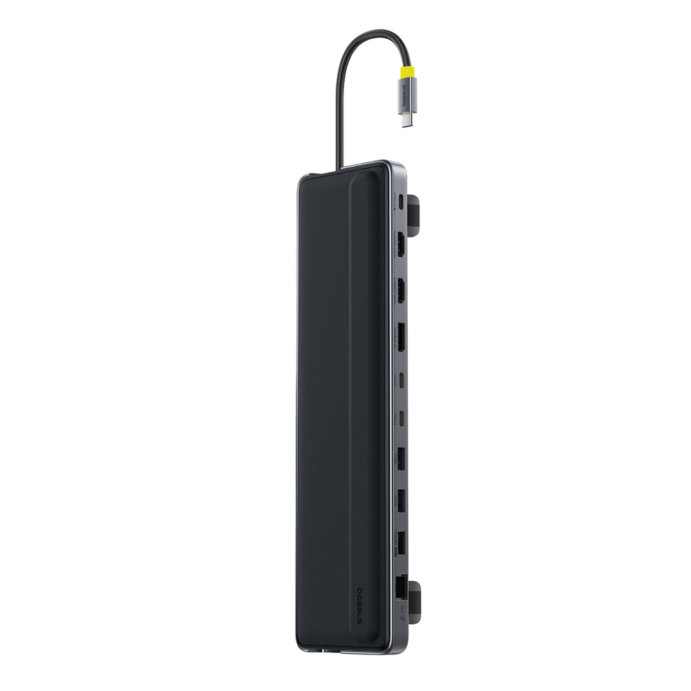 Baseus EliteJoy EH3 hub 12in1 USB-C docking station - 2xHDMI 4K@60Hz DisplayPort 4K@60Hz 2xUSB-C 10Gb/s 2xUSB-A 5Gb/s USB-A 480Mb/s SD/microSD 3.0 RJ45 1Gigabit USB-C PowerDelivery - gray