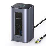 Baseus NU1 Air Spacemate hub 12in1 USB-C docking station - 2xHDMI 4K@60Hz 2xUSB-C 10Gb/s 2xUSB-A 5Gb/s 2xUSB-A (480Mb/s) RJ45 SD/microSD 3.0 USB-C (PD) - gray