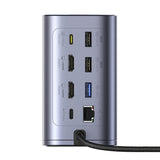 Baseus NU1 Air Spacemate hub 12in1 USB-C docking station - 2xHDMI 4K@60Hz 2xUSB-C 10Gb/s 2xUSB-A 5Gb/s 2xUSB-A (480Mb/s) RJ45 SD/microSD 3.0 USB-C (PD) - gray