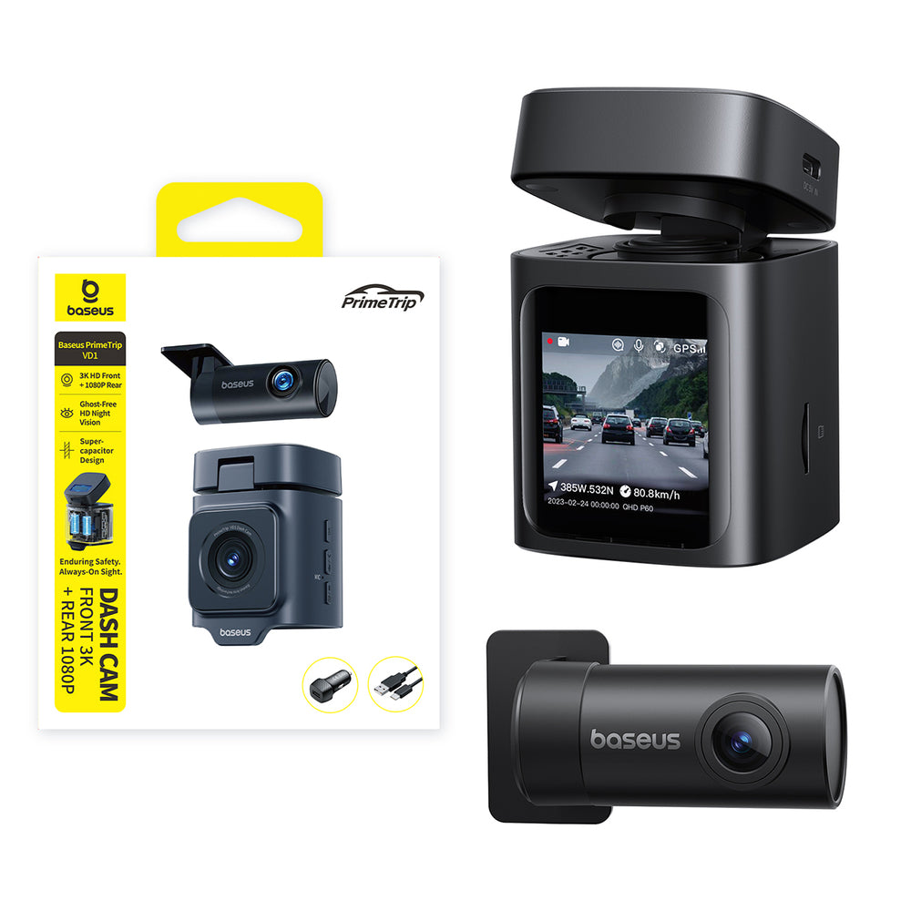 Baseus PrimeTrip VD1 car camera video recorder 2K+1080p - black