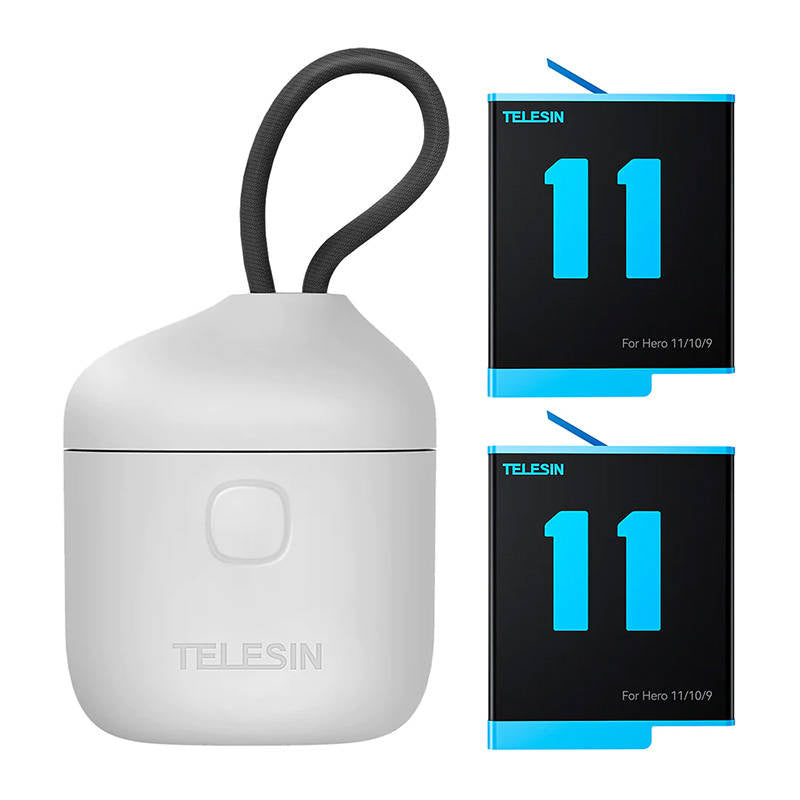 3-slot vandtæt oplader Telesin Allin boks + 2 batterier til GoPro Hero 12 / 11 / 10 / 9