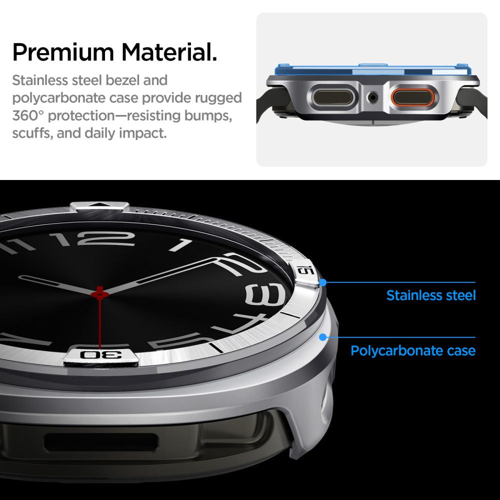 Spigen Bezel Tune Pro Pilot Cover til Samsung Galaxy Watch 8 44mm - Sølv