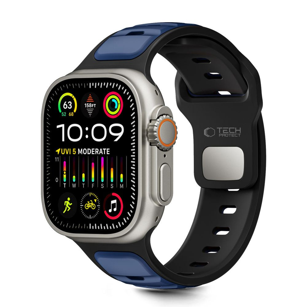 Tech-Protect IconBand Line Strap til Apple Watch 44 / 45 / 46 / 49 mm - Sort og Navy Blue