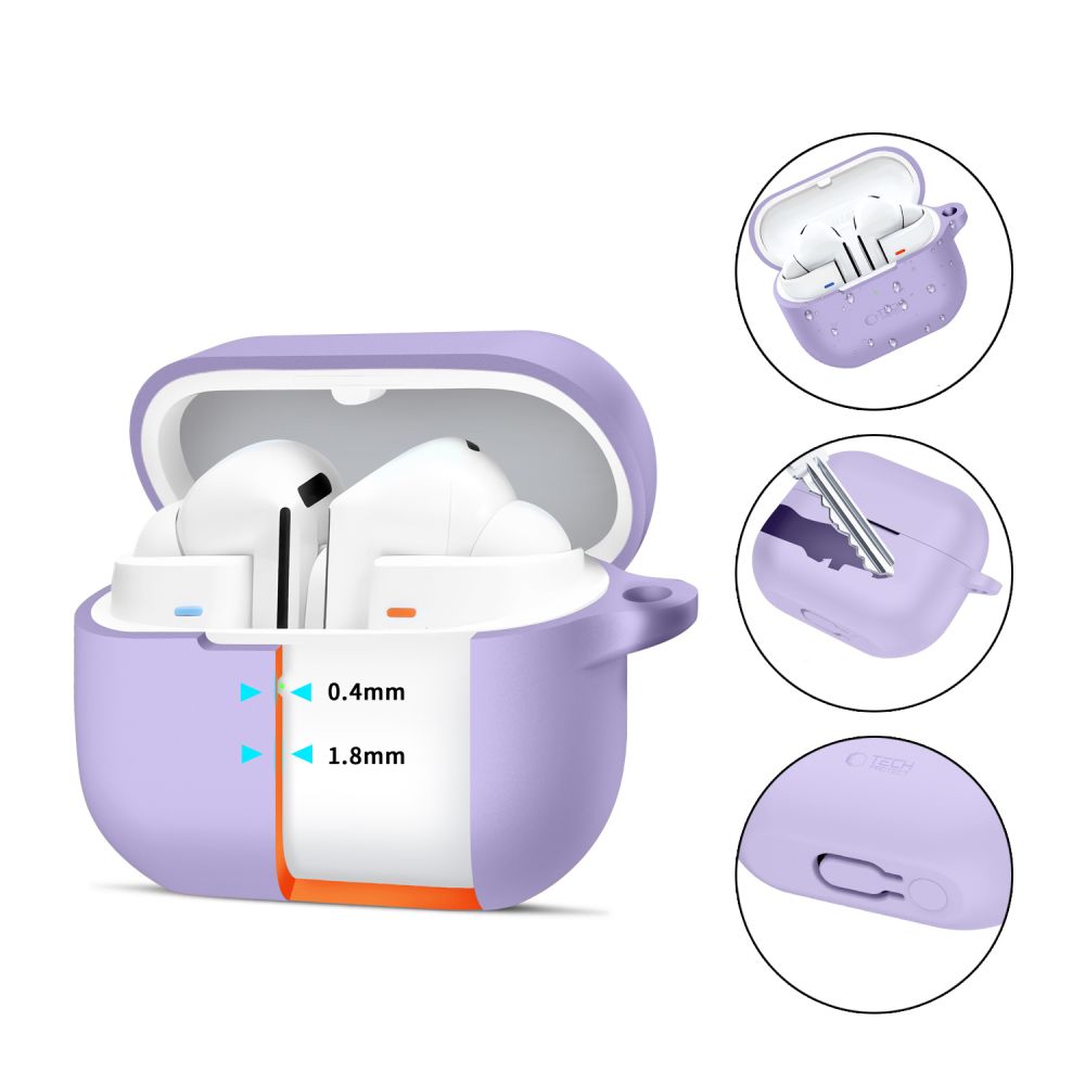 Tech-Protect Silicone Hook Case til Samsung Galaxy Buds 3 / 3 FE / 3 Pro - lilla