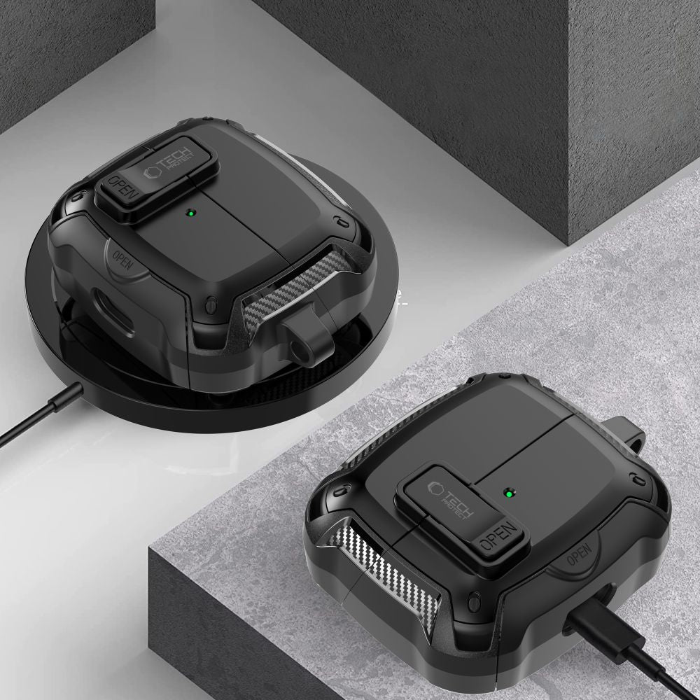 Tech-Protect Silicone Hook Case til Samsung Galaxy Buds 3 / 3 FE / 3 Pro - sort