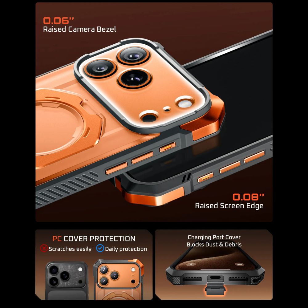 Supcase UB Grip Mag MagSafe Case til iPhone 17 Pro Max - orange-grå