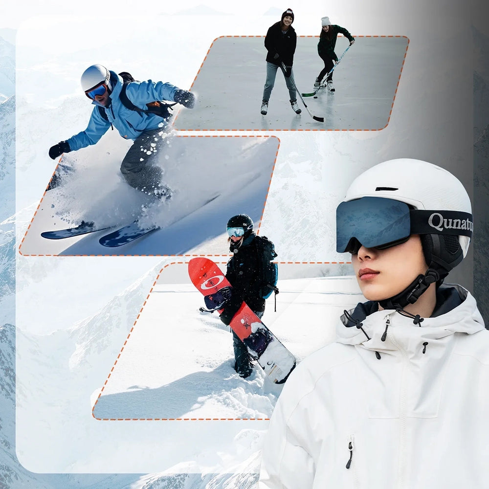 Qunature 10130003002 Skihjelm med øremasker, snowboard størrelse M - hvid