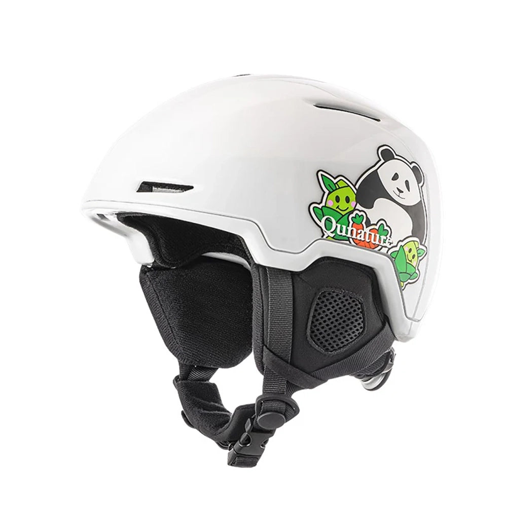 Qunature 10130003005 Skihjelm med ørepropper Panda Snowboard til børn størrelse M - hvid