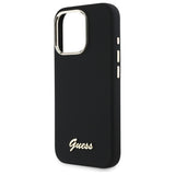 Guess Silicone Script Metal Logo & Frame Case til iPhone 16 Pro Max - sort