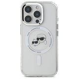 Karl Lagerfeld IML Metal Karl&Choupette Head MagSafe Case til iPhone 16 Pro - Hvid