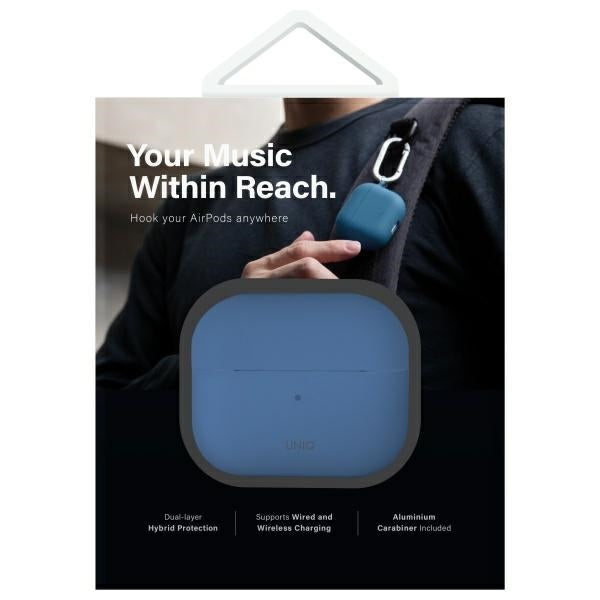 Uniq Nexo AirPods 4 + Ear Hooks Silicone-kasse - blå