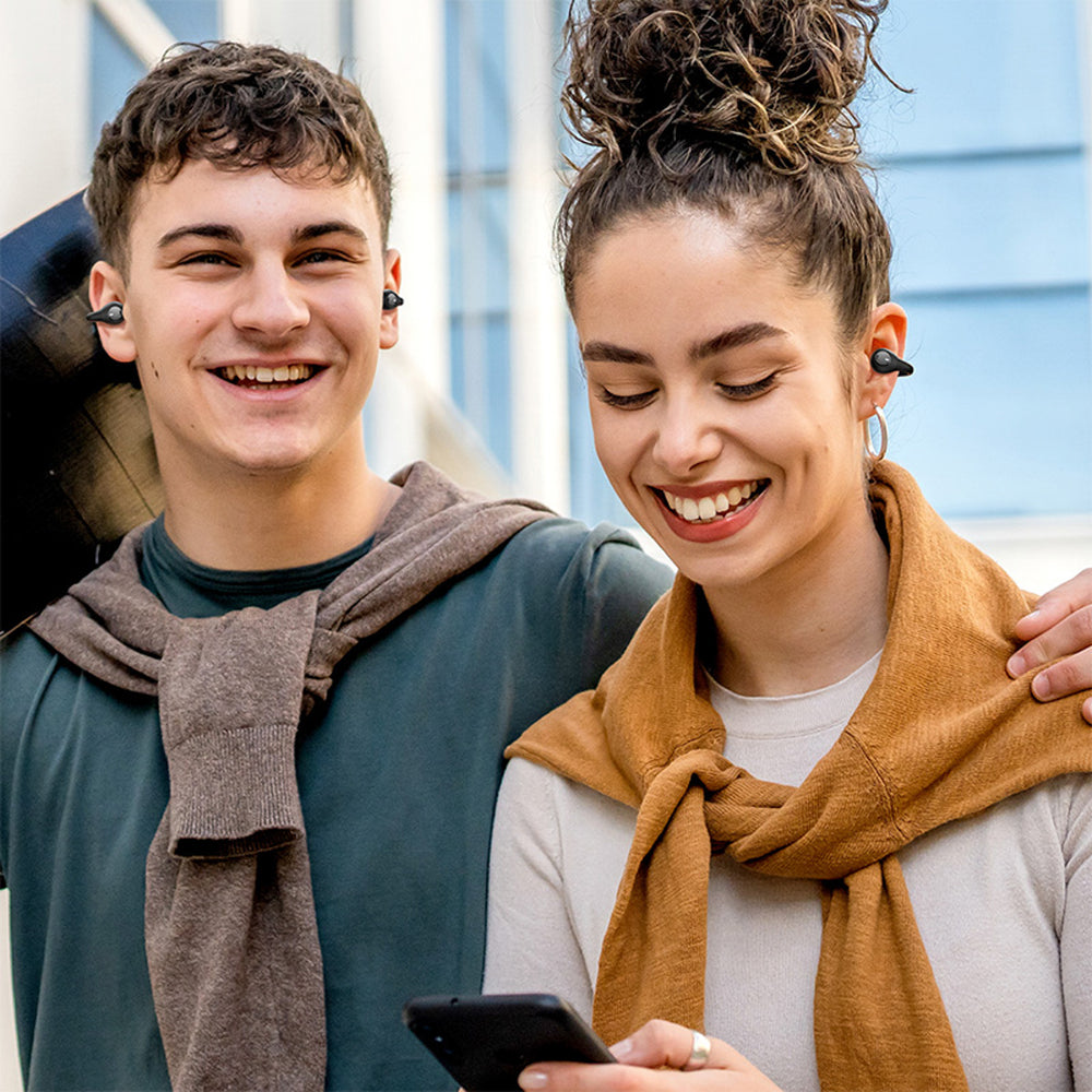 Baseus Bass 15 Clip OWS Trådløse hovedtelefoner med Baseus Simple USB-C 3A 30 cm kabel - sort