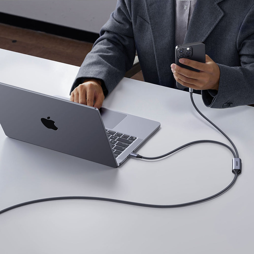 Ugreen 2in1 USB-C Cable - 2xUSB-C PD 140W 2m - sort