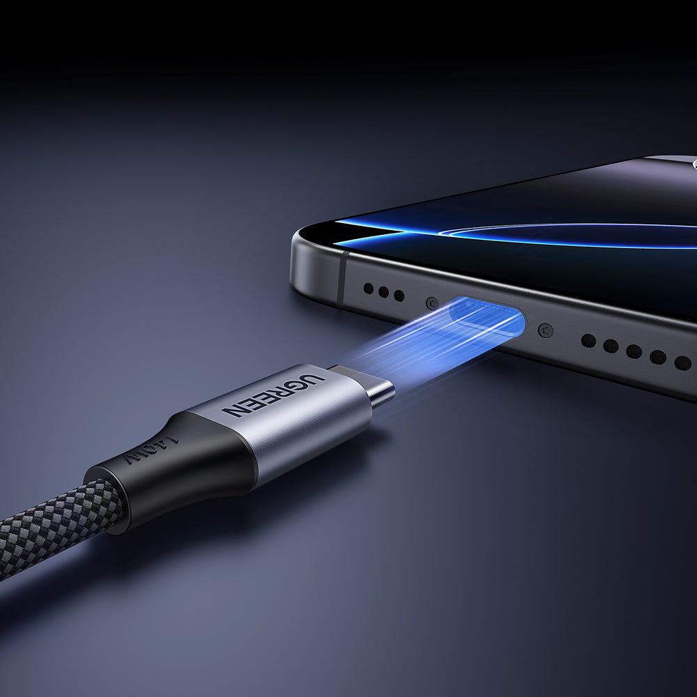 Ugreen 2in1 USB-C Cable - 2xUSB-C PD 140W 2m - sort