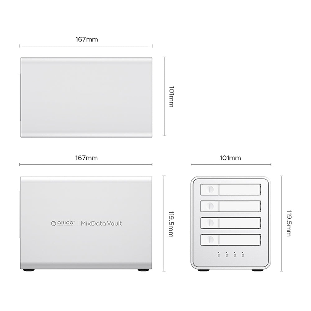 Orico 8848U4 DAS Series 4-Bay M.2 NVMe SSD Disk Array - Hvid
