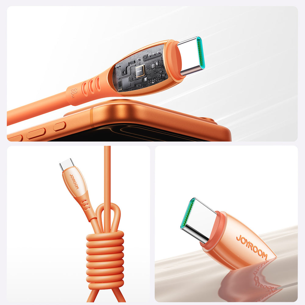 Joyroom S-A59 Vibrant Series 60W USB-C - USB-C Cable 1.2m - Orange