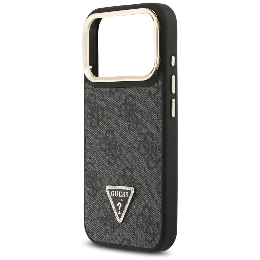 Guess 4G PU Triangle Logo & Stand Camera Magsafe Case til iPhone 17 Pro - sort