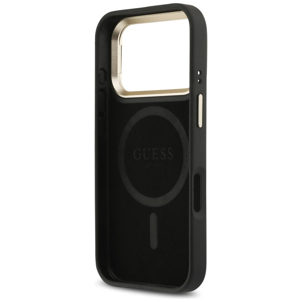 Guess 4G PU Triangle Logo & Stand Camera Magsafe Case til iPhone 17 Pro - sort