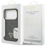 Guess 4G PU Triangle Logo & Stand Camera Magsafe Case til iPhone 17 Pro - sort