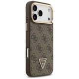 Guess 4G PU Triangle Logo & Stand Camera Magsafe Case til iPhone 17 Pro Max - Brunt