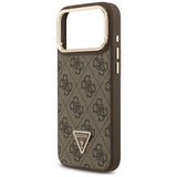 Guess 4G PU Triangle Logo & Stand Camera Magsafe Case til iPhone 17 Pro Max - Brunt