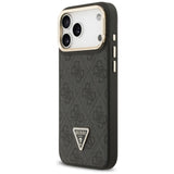 Guess 4G PU Triangle Logo & Stand Camera Magsafe Case til iPhone 17 Pro Max - sort