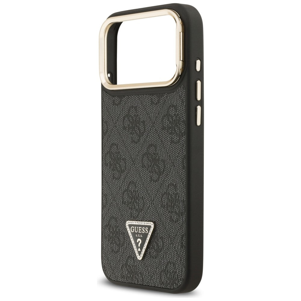 Guess 4G PU Triangle Logo & Stand Camera Magsafe Case til iPhone 17 Pro Max - sort