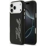 Karl Lagerfeld FW Grained Signature Logo Case til iPhone 17 Pro Max - sort