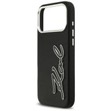 Karl Lagerfeld FW Grained Signature Logo Case til iPhone 17 Pro Max - sort