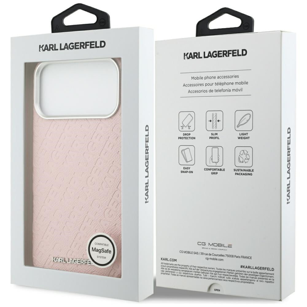 Karl Lagerfeld FW Stemplet Karl MagSafe Case til iPhone 17 Pro Max - Pink