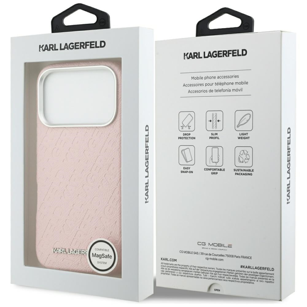 Karl Lagerfeld FW Stemplet Karl MagSafe Case til iPhone 17 Pro - Pink