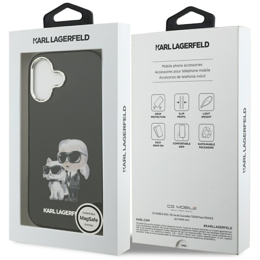Karl Lagerfeld IML Aquarelle Karl & Choupette & Logo MagSafe Case til iPhone 17 - sort